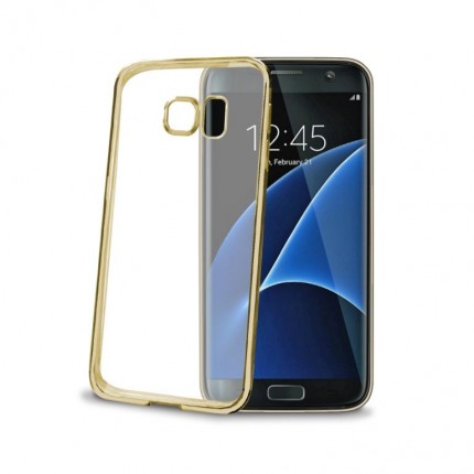 Celly Laser ümbris Samsung Galaxy S7 Edge'le, läbipaistev kuldne