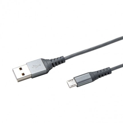 Celly Micro-USB - USB nailonkattega kaabel 1m, hõbedane