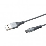 Celly USB Type-C - USB nailonkattega kaabel 1m, hõbedane