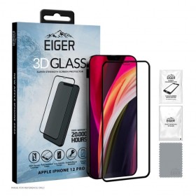 Eiger 3D Fullscreen Glass - 9H kaitseklaas servast servani, iPhone 12 / 12 Prole, musta äärega