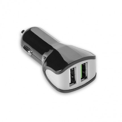 Celly car charger with 2 USB plug 12/24V, 3A, Black color