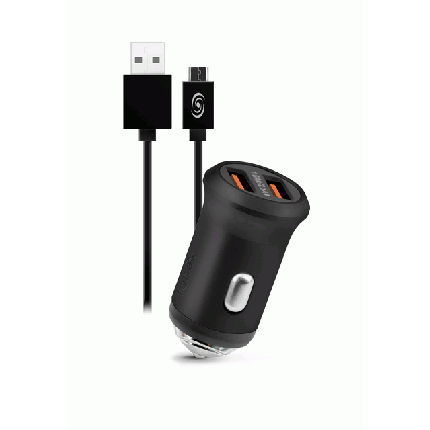 Fonex 2xUSB car charger with Micro-USB cable 2.1A, black