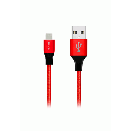 Fonex Type-C extra strong textile cable, 1m, red