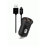 Fonex 2xUSB car charger with Type-C cable 2.1A, black