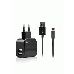Fonex 2xUSB travel charger with Lightning cable 2.1A, black
