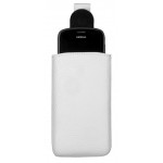 Milano real leather universal mobile pouch M, white
