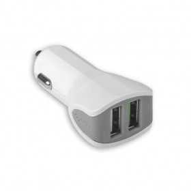 Celly car charger with 2 USB plug 12/24V, 3A, White color