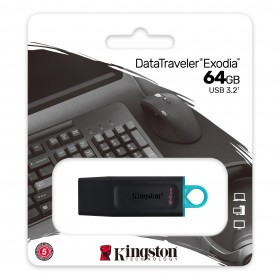 Kingston 64GB Datatraveler Exodia USB 3.2 Memory Stick Flash Drive