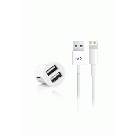 Fonex 2xUSB car charger with Lightning cable 2.1A, white