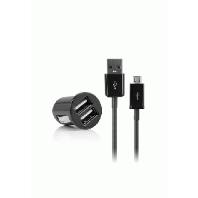 Fonex 2xUSB car charger with micro USB cable 2.1A, black