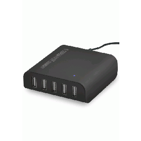 Fonex 5xUSB travel charger SUPER FAST 8A, black