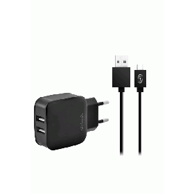 Fonex 2xUSB travel charger with Micro USB cable 2.1A, black