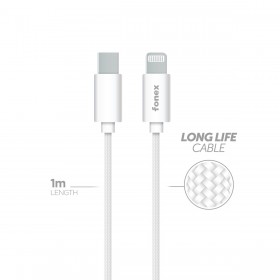 Fonex 20W Ultra-strong Type-C to Lightning charge and data cable | 1 m | White