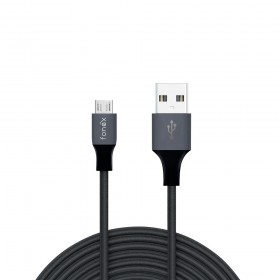 Fonex Micro USB Data/Charging Cable, 3mt ,Fabric, Speed Charge 2A,  Colour Black