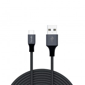 Fonex Type-C USB Data/Charging Cable, 3mt,Fabric, Speed Charge 2A, black