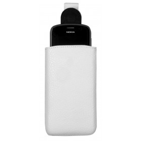 Milano real leather universal mobile pouch M, white